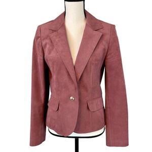 Ernst Strauss Blazer Womens 8 Mauve Pink Skinner Ultra Suede Vintage Made in USA